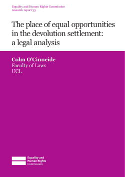 The place of equal opportunities in the devolution settlement: a legal