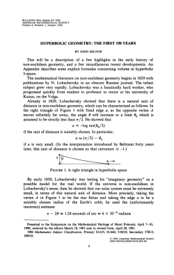 HYPERBOLIC GEOMETRY: THE FIRST 150 YEARS This will be a