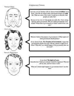 Enlightenment Thinkers John Locke: Baron de Montesquieu: I am