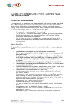 choosing a reservation system &ndash; questions to ask
