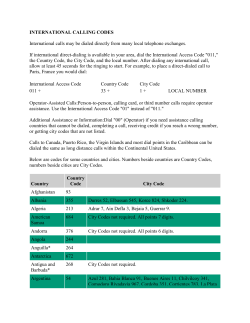 INTERNATIONAL CALLING CODES International calls may be
