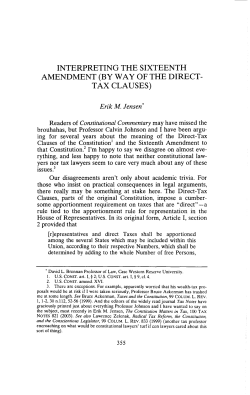 INTERPRETING THE SIXTEENTH AMENDMENT (BYWAY OF THE
