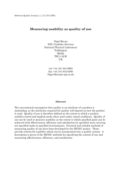 Measuring usability as quality of use