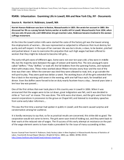 RS#06: Urbanization: Examining Life in Lowell, MA and New York