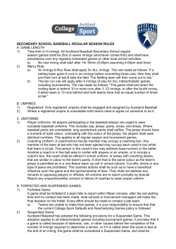 Baseball Secondary School Regular Season Rules