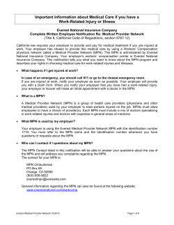 Important Information about Medical Care if you have a