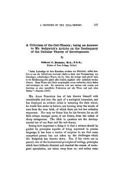 A Criticism of the Cell-Theory