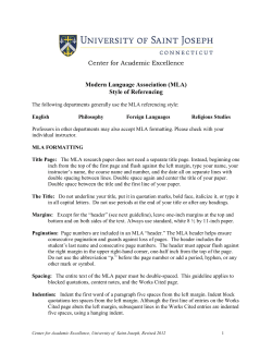 MLA STYLE OF REFERENCING - University of Saint Joseph