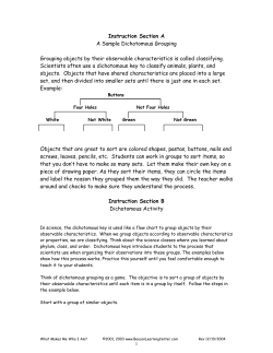 Instruction Section A  A Sample Dichotomous Grouping Grouping