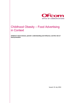 Childhood Obesity - Food Advertising in Context
