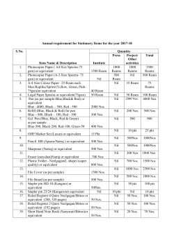 Annual Indent for the Financial Year 2017-18.
