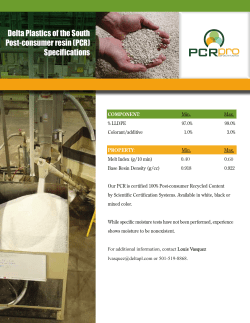 Delta Plastics of the South Post‑consumer resin (PCR) Specifications