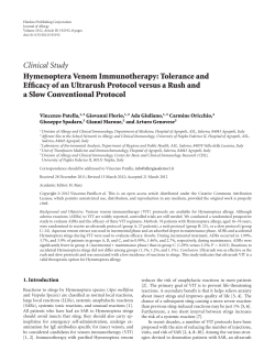 Hymenoptera Venom Immunotherapy: Tolerance and Efficacy of an