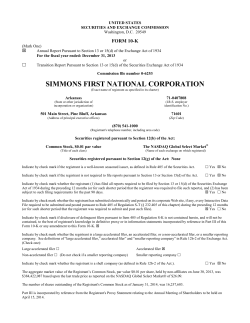 SIMMONS FIRST NATIONAL CORPORATION