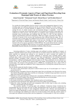 Evaluation of Economic Aspects of Paper and Paperboard