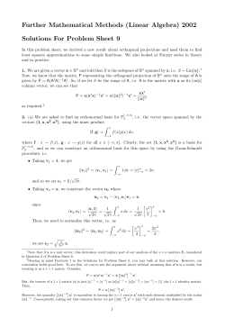 Solutions For Problem Sheet 9