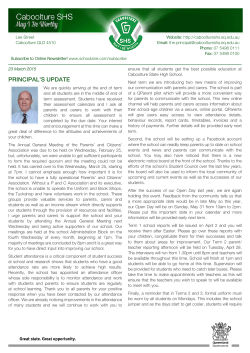 PRINCIPAL`S UPDATE - Caboolture State High School