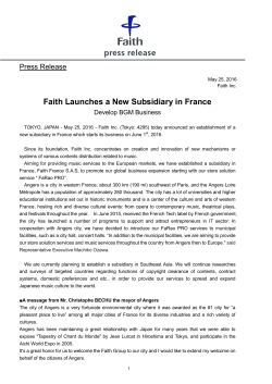 Faith Launches a New Subsidiary in France