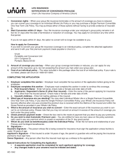 UNUM Life Insurance Notification of Conversion