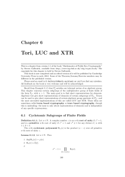 Tori, LUC and XTR - Department of Mathematics