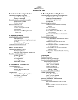 ACC 200 Challenge Exam Selected Study Topics