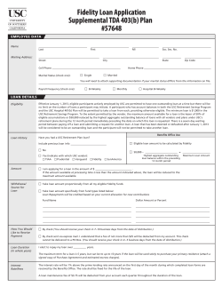 Fidelity Loan Application Supplemental TDA 403(b) Plan #57648