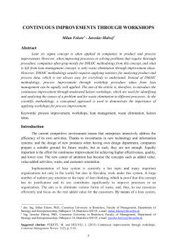 CONTINUOUS IMPROVEMENTS THROUGH WORKSHOPS