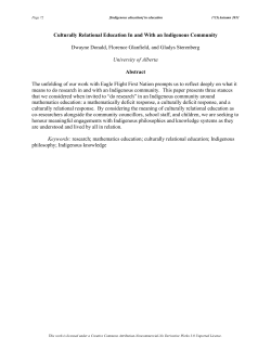 Culturally Relational Education In and With an Indigenous