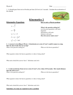Kinematics 2 - Hicksville Public Schools