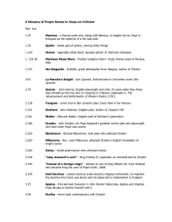 A Glossary of Proper Names in Essay on Criticism