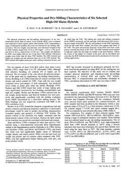Physical Properties and Dry-Milling Characteristics of Six Selected