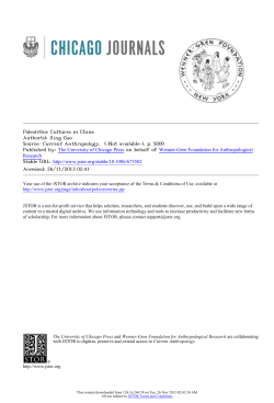 Paleolithic Cultures in China