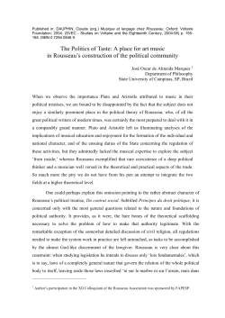 The Politics of Taste: A place for art music in Rousseau`s