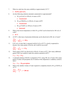 Solubility Curves KEY