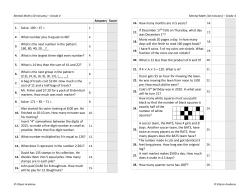Answers Score 1. Solve: 100 &ndash; 47 = 2. What number plus 9 equals to