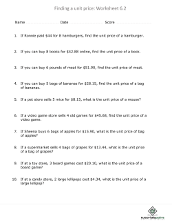 Finding a unit price: Worksheet 6.2