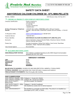 SAFETY DATA SHEET ANHYDROUS CALCIUM CHLORIDE 94