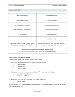 Nouns and Articles Plural de los Sustantivos (nouns)