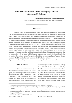 Effects of Reactive Red 239 on Developing Zebrafish (Danio rerio