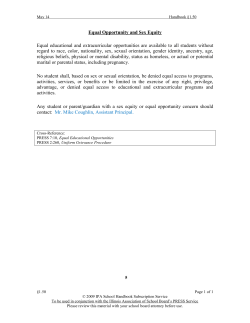 Equal Opportunity and Sex Equity Equal educational and