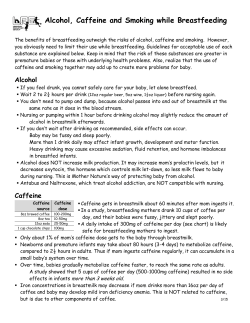 Alcohol, Caffeine and Smoking while Breastfeeding