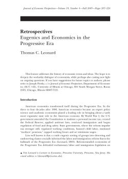 Retrospectives Eugenics and Economics in the Progressive Era