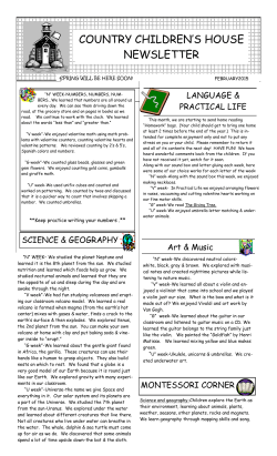 COUNTRY CHILDREN`S HOUSE NEWSLETTER