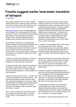 Fossils suggest earlier land-water transition of tetrapod