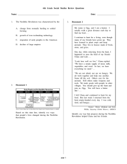 6th Grade Social Studies Review Questions Name: Date: 1