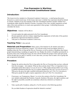 Free Expression in Wartime: A Controversial Constitutional Issue