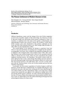 The Pioneer Settlement of Modern Humans in Asia