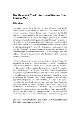 The Mann Act: The Protection of Women from Abusive Men