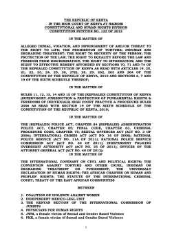 1 THE REPUBLIC OF KENYA IN THE HIGH COURT OF