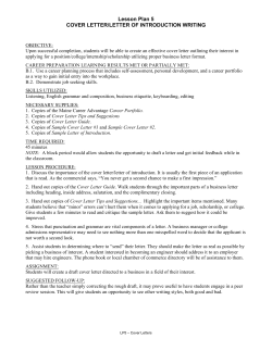 Lesson Plan 5 COVER LETTER/LETTER OF INTRODUCTION